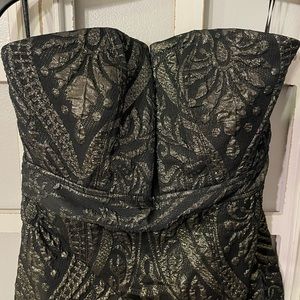 Black & Gold Mini  Strapless Dress from Express